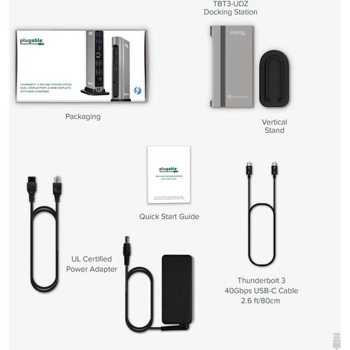  Plugable TBT3-UDZ 14-in-1 Thunderbolt 3 and USB Type-C Dual Display Dock with 96W Charging