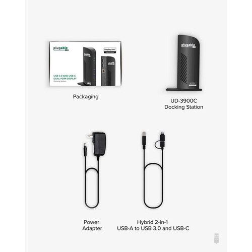  Plugable UD-3900C USB Type-C and USB 3.0 Dual HDMI Docking Station