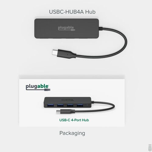  Plugable USB-C 4-Port Hub (Black)
