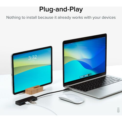  Plugable USB-C 4-Port Hub (Black)