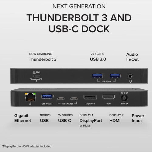  Plugable Thunderbolt 3 and USB-C Dual Display Docking Station