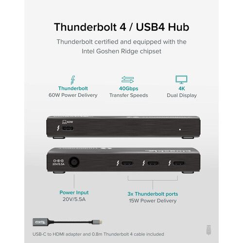  Plugable 3-Port Thunderbolt 4 and USB4 Hub