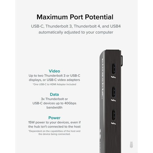  Plugable 3-Port Thunderbolt 4 and USB4 Hub