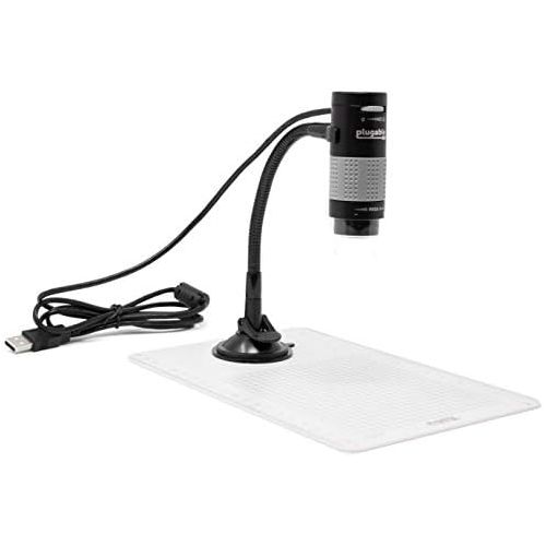  [아마존베스트]Plugable USB 2.0 Digital Microscope with Flexible Arm Observation Stand for Windows, Mac, Linux (2 MP, 250x Magnification).