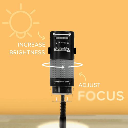  [아마존베스트]Plugable USB 2.0 Digital Microscope with Flexible Arm Observation Stand for Windows, Mac, Linux (2 MP, 250x Magnification).