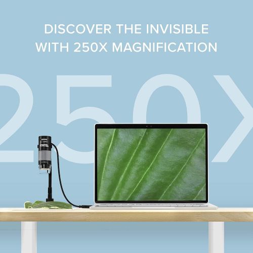  [아마존베스트]Plugable USB 2.0 Digital Microscope with Flexible Arm Observation Stand for Windows, Mac, Linux (2 MP, 250x Magnification).