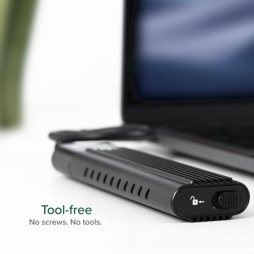  Plugable USB C to M.2 NVMe Tool-free Enclosure USB C and Thunderbolt 3 Compatible up to USB 3.1 Gen 2 Speeds (10Gbps). Adapter Includes USB-C and USB 3.0 Cables (Supports M.2 NVMe