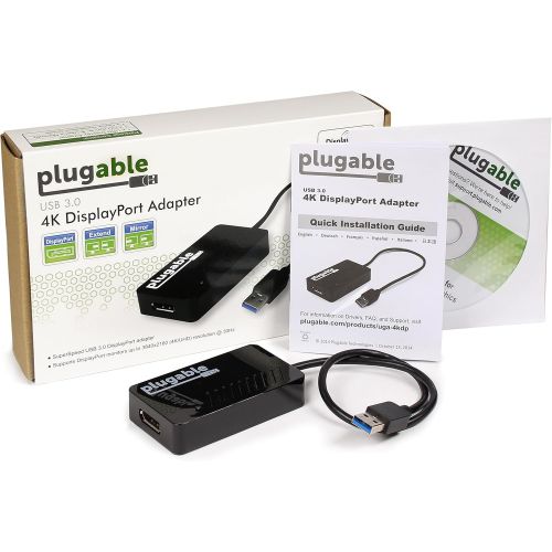  Plugable USB 3.0 to DisplayPort 4K UHD (Ultra-High-Definition) Video Graphics Adapter for Multiple Monitors up to 3840x2160 (Supports Windows 10, 8.1, 8, 7)