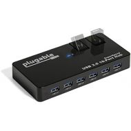 Plugable 10-Port USB 3.0 SuperSpeed Hub with 48W Power Adapter and Two Flip-Up Ports for Additional Devices