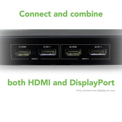  Plugable USB 3.0 Dual 4K Display Horizontal Docking Station with DisplayPort and HDMI for Windows (Dual 4K DisplayPort & HDMI, Gigabit Ethernet, Audio, 6 USB Ports)