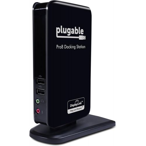  Plugable Pro8 Charging & USB Docking Station for Select Windows Tablets - Simultaneously Charges & Adds Extended Display Output, 3.5mm Audio InOut, 10100 Ethernet, and 4 2.0 USB