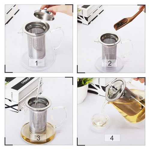  PluieSoleil Teekanne mit Filter Grosse Teekanne mit hitzebestandigem Edelstahl-Infuser Perfekt fuer Tee und Kaffee -950ml