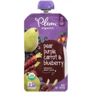 [아마존베스트]Plum Organics Stage 2, Organic Baby Food, Pear, Purple Carrot and Blueberry, 4 Oz per pack, Pack of 12 (Packaging May Vary)