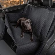 Plush Rear Seat Cover Pet Protector - Waterproof Dog Seat Cover with Belts Muddy Dirt Liquid Protector Fit To Most Car Truck SUV - Black