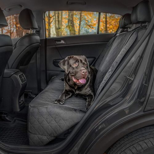  Plush Rear Seat Cover Pet Protector - Waterproof Dog Seat Cover with Belts Muddy Dirt Liquid Protector Fit To Most Car Truck SUV - Black