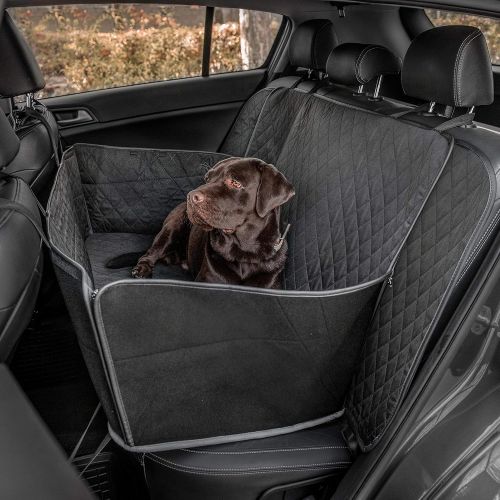  Plush Rear Seat Cover Pet Protector - Waterproof Dog Seat Cover with Belts Muddy Dirt Liquid Protector Fit To Most Car Truck SUV - Black