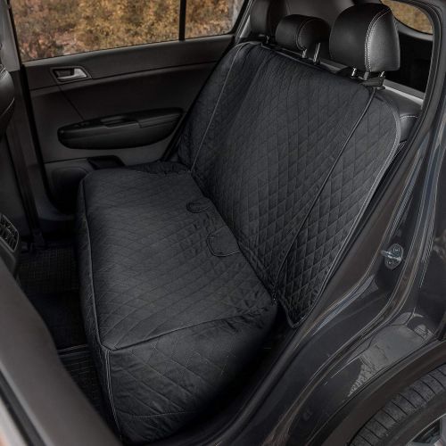  Plush Rear Seat Cover Pet Protector - Waterproof Dog Seat Cover with Belts Muddy Dirt Liquid Protector Fit To Most Car Truck SUV - Black