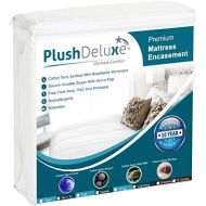 [아마존 핫딜] PlushDeluxe Premium Zippered Mattress Encasement, Waterproof, Bed Bug & Dust Mite Proof 6-Sided Protector Cover, Hypoallergenic Cotton Terry Surface (Fits 9-12 Inches H) Cal King,