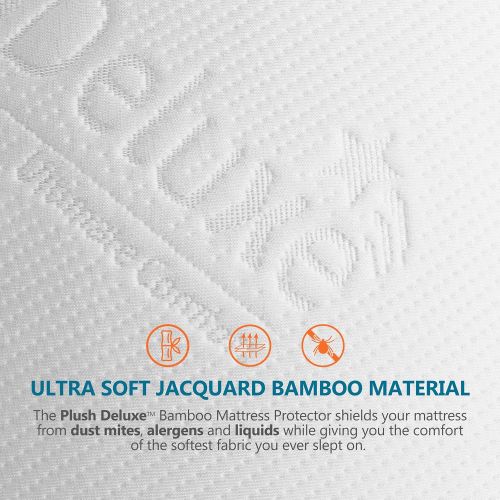  [아마존베스트]PlushDeluxe Premium Bamboo Mattress Protector  Waterproof, Hypoallergenic & Ultra Soft Breathable Bed Mattress Cover for Maximum Comfort & Protection - PVC, Phthalate & Vinyl-Free
