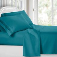 Plushy SuperLinen Amazon Original 550 ThreadCount 1 Piece Bedskirt 20 Drop Length Queen Teal Solid 100% Egyptian Cotton