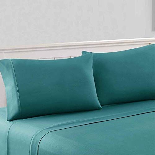  Plushy SuperLinen Amazon Original 550 ThreadCount 1 Piece Bedskirt 20 Drop Length Queen Teal Solid 100% Egyptian Cotton