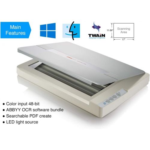  [아마존베스트]Plustek A3 Flatbed Scanner OS 1180 : 11.7x17 Large Format scan Size for Blueprints and Document. Design for Library, School and Soho. A3 scan for 9 sec, Support Mac and PC