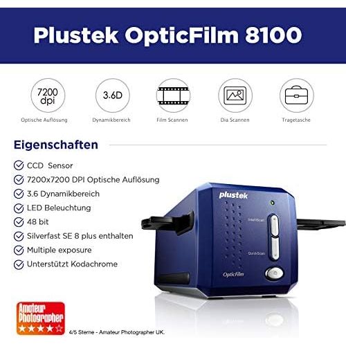  [아마존베스트]Plustek OpticFilm 8100 35 mm Slide / Negative Film Scanner (7200 dpi, USB) with SilverFast SE Plus 8 Software