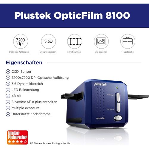  [아마존베스트]Plustek OpticFilm 8100 35 mm Slide / Negative Film Scanner (7200 dpi, USB) with SilverFast SE Plus 8 Software