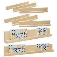 [아마존베스트]Domino Racks Set of 8, Plusvivo Wooden Domino Trays Holders for Mexican Train Chicken Food and Other Dominoes Games 13.97 x 2 x 1.18 Inches - Dominoes NOT Included