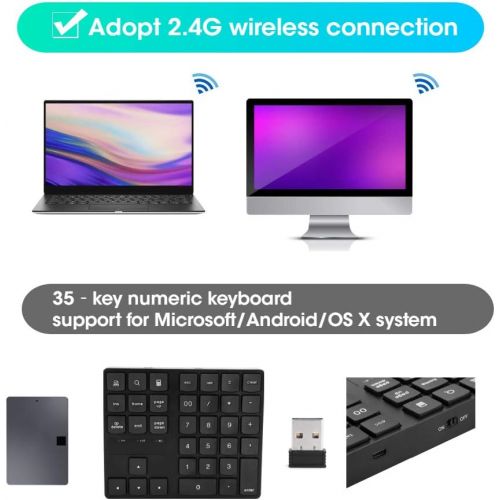  [아마존베스트]Plyisty Wireless Numeric Keypad, Ultra Slim Portable 10 Key USB Mini Keyboard 2.4G USB Numeric Keypad for Laptop Desktop PC Notebook