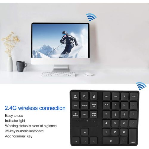  [아마존베스트]Plyisty Wireless Numeric Keypad, Ultra Slim Portable 10 Key USB Mini Keyboard 2.4G USB Numeric Keypad for Laptop Desktop PC Notebook