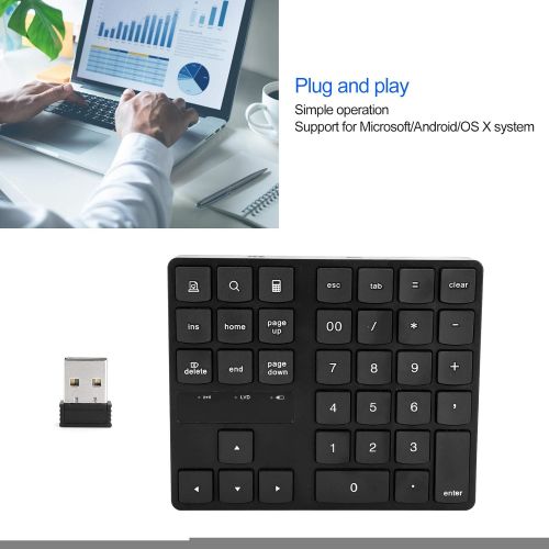  [아마존베스트]Plyisty Wireless Numeric Keypad, Ultra Slim Portable 10 Key USB Mini Keyboard 2.4G USB Numeric Keypad for Laptop Desktop PC Notebook