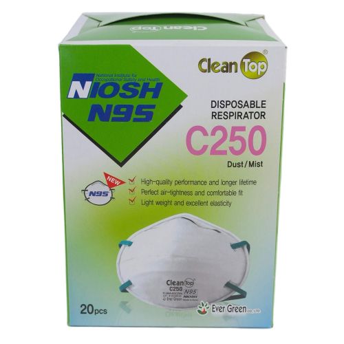  PneumaticPlus CleanTop C250 N95 Particulate Respirator, Disposable Dust Mask, NIOSH N95 Approved for Dust, Smoke, Cleaning, Woodworking & more (Pack of 120)