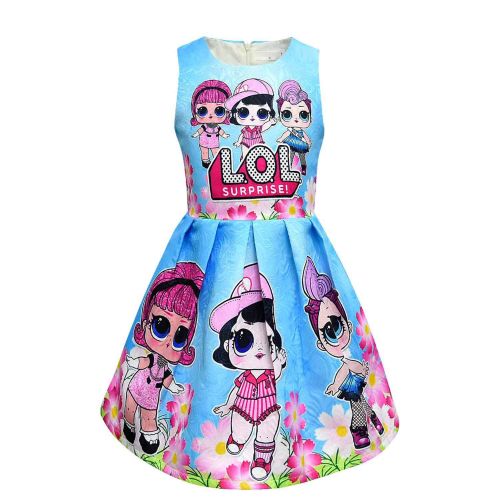  Pnfly Girls Surprise Sleeveless Princess Dress Cosplay Costumes Birthday Party Dress Pleated Skirt