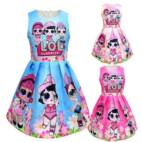  Pnfly Girls Surprise Sleeveless Princess Dress Cosplay Costumes Birthday Party Dress Pleated Skirt