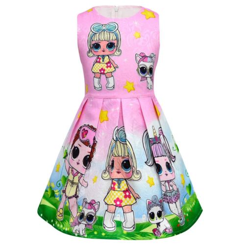  Pnfly Girls Surprise Princess Dress Cosplay Costumes Birthday Party Dress Pleated Skirt