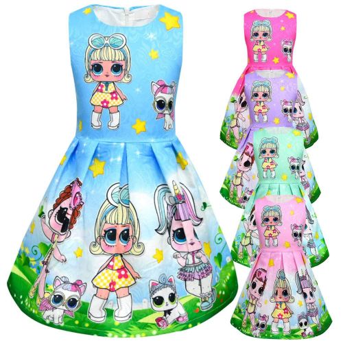  Pnfly Girls Surprise Princess Dress Cosplay Costumes Birthday Party Dress Pleated Skirt