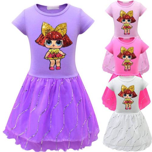  Pnfly Toddler Girls Surprise Mesh Double Pleated Skirt Princess Dress Cosplay Costumes Birthday Party Dress
