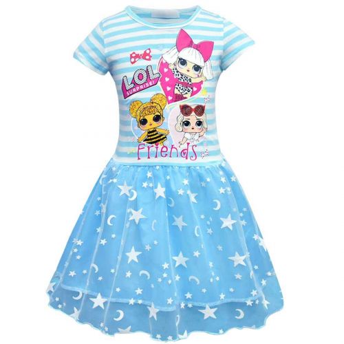  Pnfly Girls Surprise Mesh Double Pleated Skirt Princess Dress Cosplay Costumes Birthday Party Dress