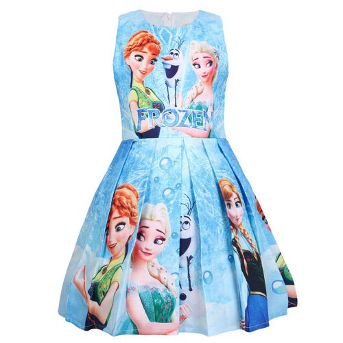  Pnfly Frozen Toddler Girls Sleeveless Princess Costume Dresses Cosplay Dress up