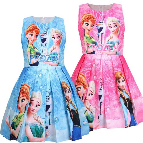  Pnfly Frozen Toddler Girls Sleeveless Princess Costume Dresses Cosplay Dress up