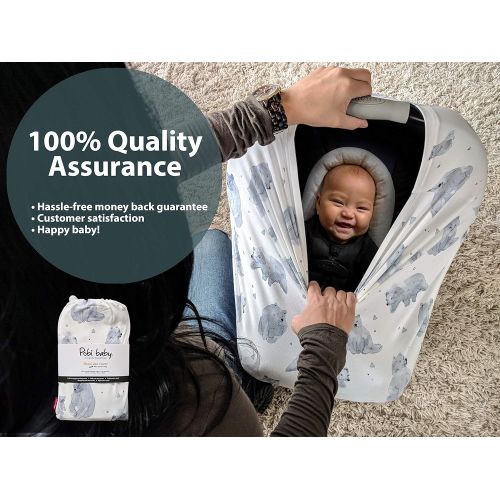  Premium Soft, Stretchy, and Spacious 4 in 1 Multi-Use Cover for Nursing, Baby Car Seat, Stroller, Scarf, and Shopping Cart - Best Gifts by Pobibaby (Buddy)