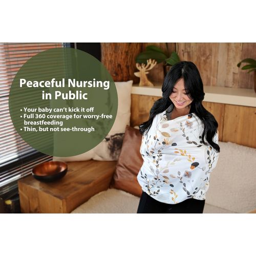  [아마존베스트]Pobibaby Premium Soft, Stretchy, and Spacious 4 in 1 Multi-Use Cover for Nursing, Baby Car Seat, Stroller, Scarf, and...