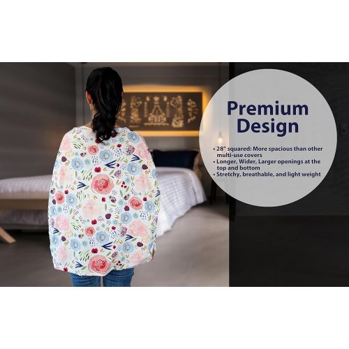 [아마존베스트]Pobibaby Premium Soft, Stretchy, and Spacious 4 in 1 Multi-Use Cover for Nursing, Baby Car Seat, Stroller, Scarf, and...