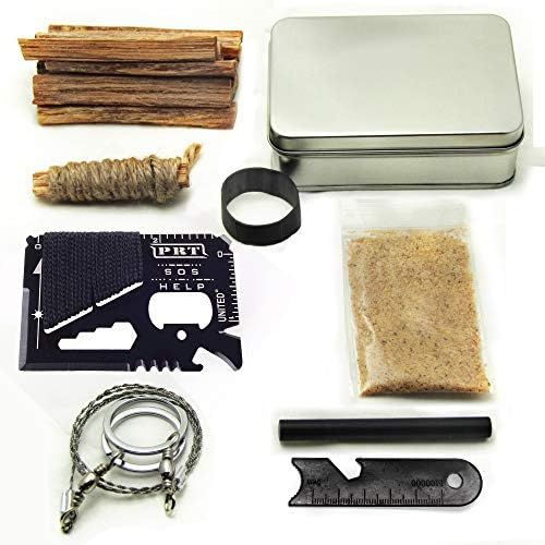  [아마존베스트]Kaeser Wilderness Supply Pocket Survival Fire Starting Tin Fatwood Hand Cut in USA Bushcraft Outdoorsman Hunting Hiking Fishing Ferro Rod Striker Saw Knife Made by Steve Kaeser Since 1989