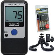 Pocket Radar Ball Coach Pro-Level Speed Training Tool and Radar Gun Bundle with Rapid Charger with Four Rechargeable Batteries, Waterproof Tripod with Bluetooth (3 Items)