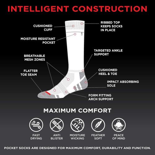  Pocket Socks Mens Travel Security Socks with Zip Pocket for Passport, ID, Key