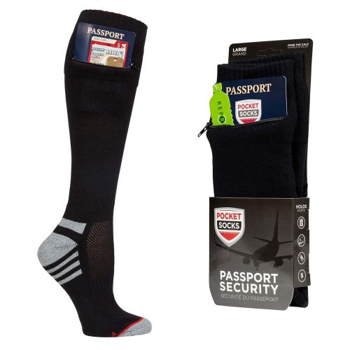  Pocket Socks Mens Travel Security Socks with Zip Pocket for Passport, ID, Key