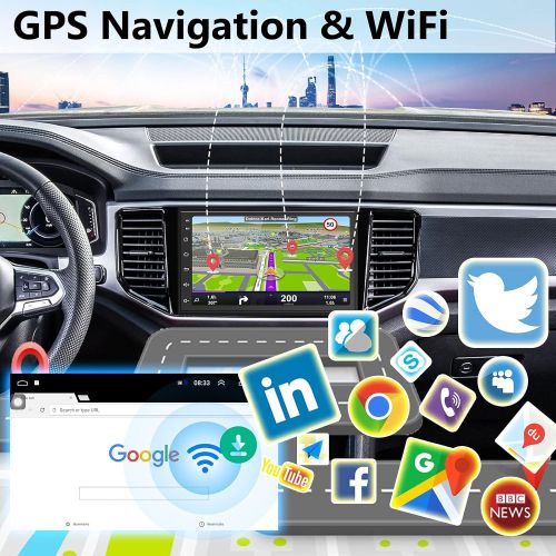  Podofo Android Double Din Car Stereo with Bluetooth- Wireless Apple Carplay & Android Auto, 7 Inch Touchscreen Car Radio Receiver with Backup Camera & Mic, Bluetooth, WiFi, FM, GPS Naviga