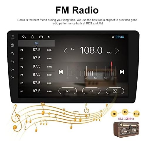  [아마존베스트]Podofo Car Radio Double Din Android Navigation Stereo 9 Inch HD Touch Screen in Dash Car Radio with Bluetooth GPS WiFi FM Radio Support Mirror Connection, Steering Wheel Control, Rear Vie